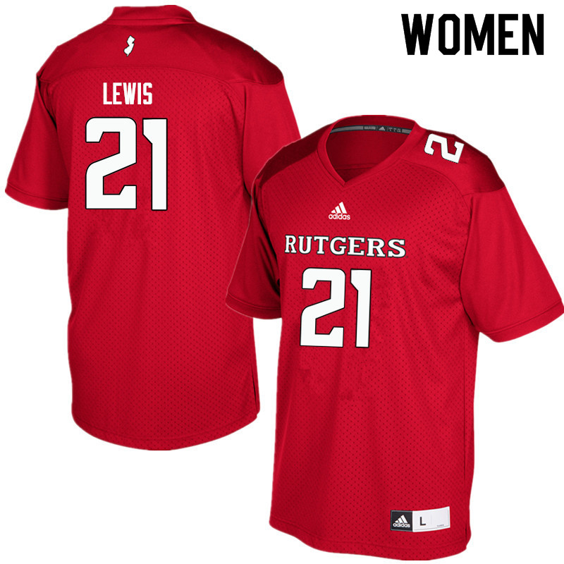 Women #21 Eddie Lewis Rutgers Scarlet Knights College Football Jerseys Sale-Red